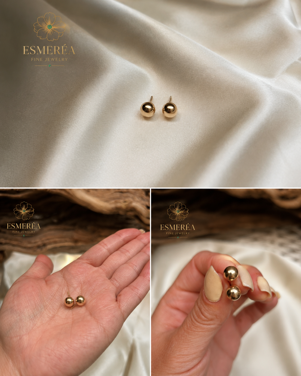 18K Gold Ball Stud Earrings — 7mm