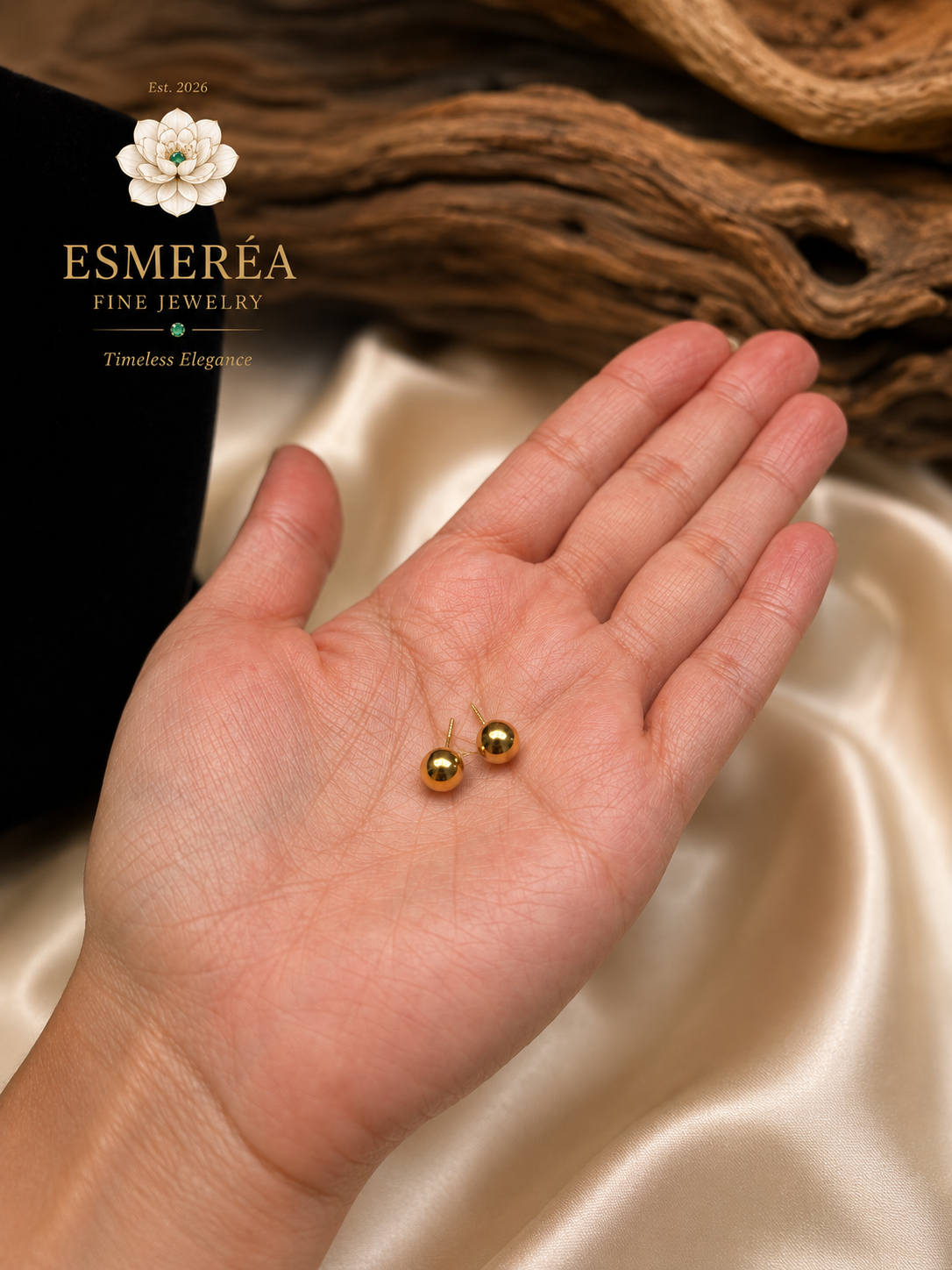 18K Gold Ball Stud Earrings — 7mm
