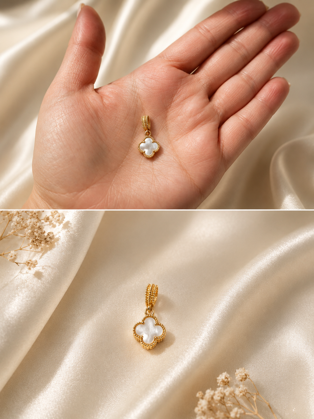 Clover Design Pendant — Mother-of-Pearl & 18K Gold