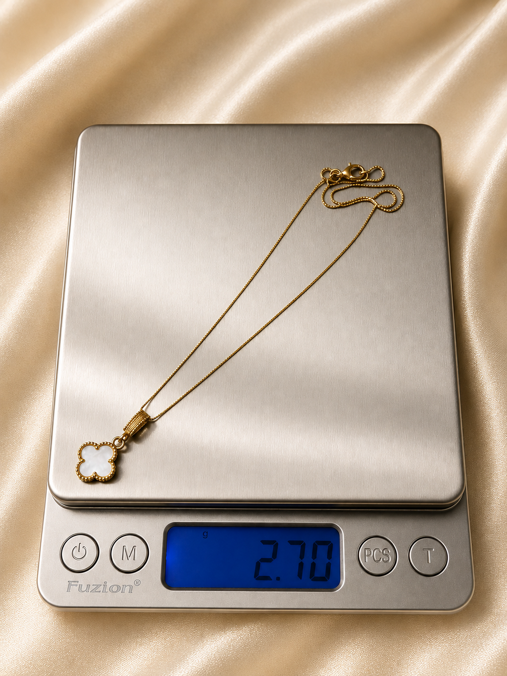 18K Gold Clover Pendant Necklace — Mother-of-Pearl