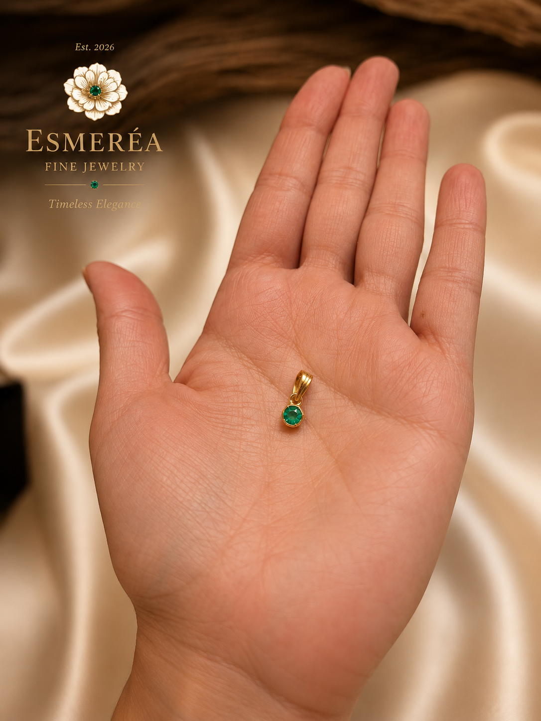 18K Gold Hexagonal Pendant — 0.23 ct