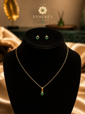 18K Gold Hexagonal Jewelry Set — Pendant & Earrings