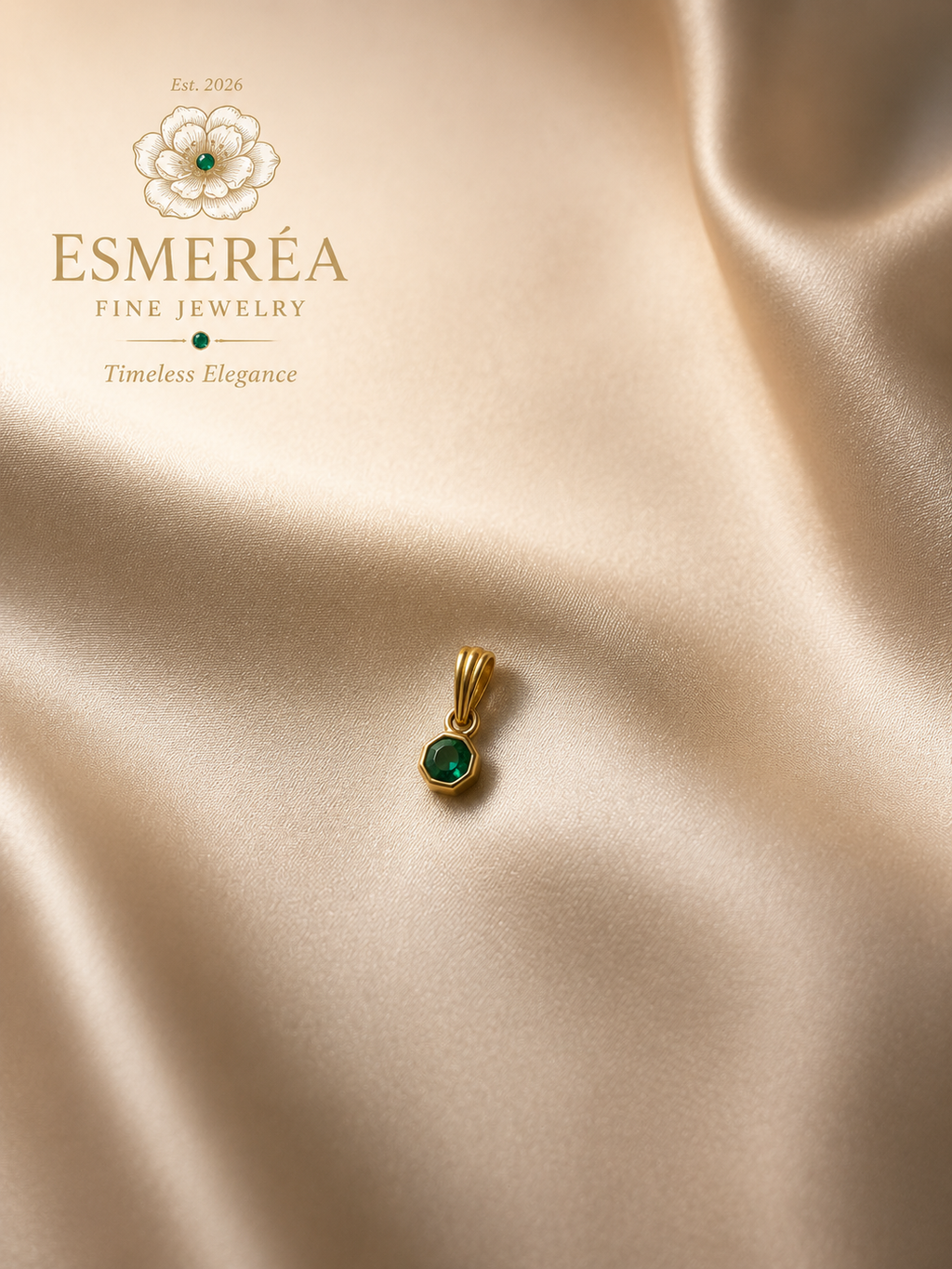 18K Gold Hexagonal Pendant — 0.23 ct