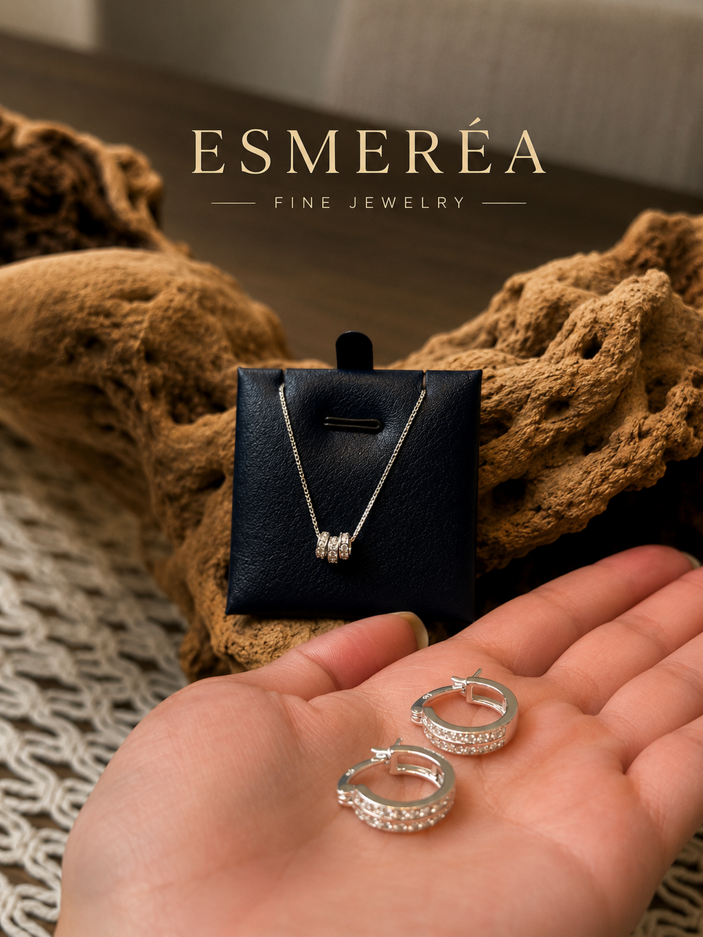 925 Sterling Silver Round Zircon Jewelry Set – Necklace & Earrings