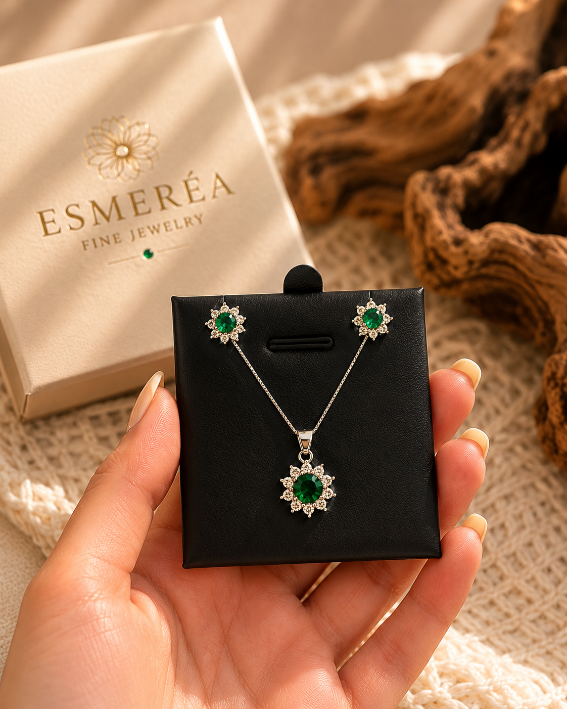 925 Sterling Silver Zirconia Jewelry Set — Earrings, Pendant & Necklace