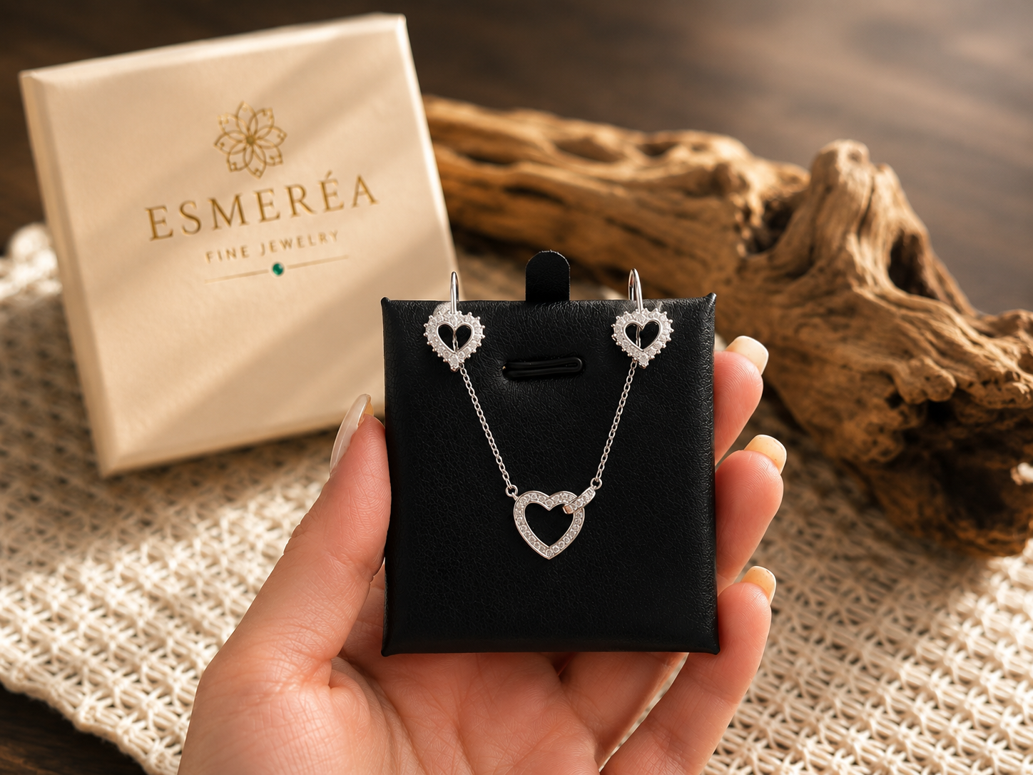 Zircon Heart 925 Silver Jewelry Set