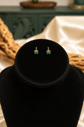 Emerald & 18K Gold Flower Design Earrings — 0.41 ct
