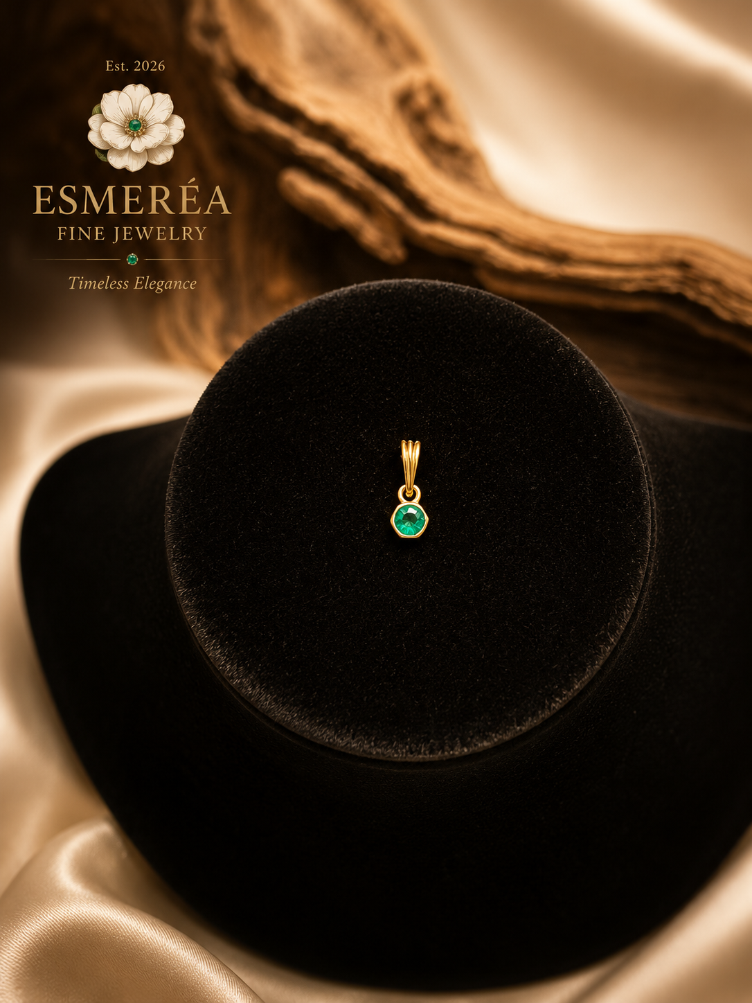 18K Gold Hexagonal Pendant — 0.23 ct